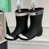 Women Designer Rainboots Fashion Thick Soled Half Boots Color Matching Rain Shoes for External Wear Water Shoes