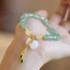 Bracelets de charme bracelet de jade en soie dorée naturel pour femmes magnifiques bambou pendais bijoux perles de pierre accessoires causaux