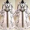 Victorian Black And White Wedding Dress Flare Long Sleeve Renaissance Gothic Holloween Lace-up Corset Medieval Bridal gown