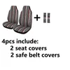 Car Seat Covers Universal High Back Bucket Full Set With Seat-Belt Pad Steering Wheel Cover Protector For SUV Truck