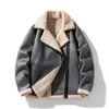 Casacos de couro de camurça falsa de pele masculina inverno motocicleta estilo punk streetwear forrado grosso casacos quentes 231212