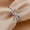 Anéis de cluster luxo senhoras simples incrustado brilhante zircão arco para mulheres casamento namoro namorada noivado moda jóias presente de aniversário