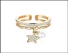 Anneaux de bande bijoux Gold Sier Color Anneau pour femmes Taille classique réglable plus imitation perle cz étoile Pendant Élégant Aessories 27740145