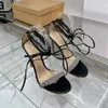 Designer Sandalen Gianvito Rossi Vrouwen 10.5 CM Hoge Hak Jurk Schoenen Casual Echt Leer Fijne Riem Combinatie Kristal Decoratieve Sandaal