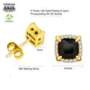 Krkc Wholesale Fashion Jewelry 14k Gold 5a Black Cz Onyx Men Earring Sterling Silver 925 Stud Earrings for Men Women