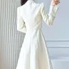 Tvådelad klänning Autumn Winter Light Luxury Improved Qipao Coat Royal Sister Temperament Small Fragrance Tvåbit Set Dress 231211