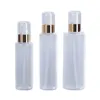 Opslagflessen 100 ml 120 ml 150 ml 25 stks Mist Spray Fles 4 oz Verstuiver Goud Zwart Pomp Lege Vorst Cosmetische Verpakking PET Plastic Refill