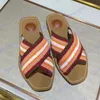 Designer-Canvas-Hausschuhe, berühmte Slide-Strick-Sandale, CHOL Damen-Sandalen, Woody Mule, flache Slides, luxuriöser Strand-Damenschuh