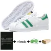 2024 klassischer Stil, Mode, Stan Smith Superstar, Freizeitschuhe, drei schwarz-weiße Oreo Laser Gold-Plateau-Sportsneaker für Herren und Damen