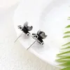 Studörhängen Autentisk 925 Sterling Silver Earstuds Retro Style Natural Ebony Circular Earring Women Trendy Creative Jewelry Gift