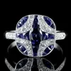Frau Schmuck Eheringe für Paare 925 Sterling Silber Saphir Retro Diamant Ringe gefüllt Damen Engagement344P