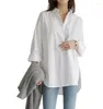 Chemisiers pour femmes décontracté coton bouton à manches longues chemise surdimensionné blanc ample haut pour femme Vintage bureau Blouse