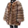 Pelliccia sintetica da donna Maomaokong 2023 Cappotto invernale naturale di lusso reale Giacca di procione lungo Parka Abbigliamento femminile 231212