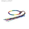 Charm Bracelets 2 Pieces Multi Color Rope Bracelet Adjustable Handmade Knots Rainbow Thread Bracelets Bangles For Women Men rs JewelryL231214