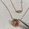 V ouro de alta qualidade brinco e colar de pingente com design de flor diamante para mulheres jóias de casamento presente tem caixa stamap PS4260M