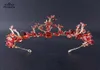 Hårklämmor Barrettes Barock Handgjorda Elegant Crystal Crown Tiara Red Princess Rhinestone Ornaments Hairband Prom Bride Wedding 1574025