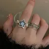 Pierścienie klastra Kadrufi punk y2k Make Old Vintage Finger for Women Men Star Hollow Metal Otwarcie Korean Kpop Anillos Party Jewelry