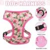 Dog Collars Leashes Adjustable Nylon Mesh French Bulldog Collar Harness Leash Set Cute Printed Puppy Cat Harness Vest Leash For Small Medium Dogs 231212