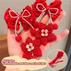 Hair Accessories 8Pcs/set Red Bow Spring Festival Clips Children Sweet Side Girls Year Headwear Kids