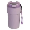 Water Bottles Travel Coffee Mug With One-handed Drinking Eco-friendly Straw Hole Design Portable Stainless Steel Insulated