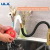 Kitchen Faucets ULA Gold Faucet Stainless Steel Flexible Spout Sink Cold Water Mixer Tap 360 Degree Rotate Crane 231211