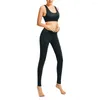 Roupas de yoga mulheres cor sólida calças esportivas leggings sutiã conjunto correndo fitness sportswear