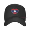 Bollmössa mer färg laos flagga hjärta unisex justerbar snapback baseball cap män kvinnor utomhus hiphop för sommargåva