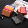 Card Holders 2023 High-Grade PU Leather Stainless Steel Men Holder Women Metal Bank Case Box