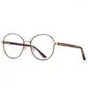 Solglasögon Fashion Product Glasses Women's Round Anti Blue Personlig Multi Color Metal Eyeglass Frame Business Office