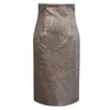 Skirts French Style Prom Women Wild Elegant PU Leather Bright Shiny Wrap Hip Midi Skirt Party Business Professional Clothes