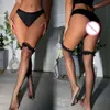 Calze nere sexy stile giapponese per donne Calze a rete alte Discoteche Collant Calze lunghe erotiche sopra il ginocchio Costume sexy