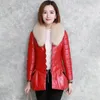 Women's Leather Winter Haining PU Women Short Imitation Fur Collar Warm Cottonpadded Clothes Slim Coat Tid