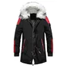 Mens Down Parkas Men Winter Jacket Päls Krage Pälsrocket Tjockna bomullsvarm Fleece Liner Jackor Patchwork Casual 231212