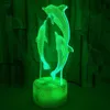 Table Lamps 3D Dolphin Led Illusion Night Lamp Desk Lights 16 Colours Changing With Remote Optical Bedside For Kids Room2825