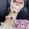 Charme pulseiras sorte natural pedras preciosas quartzo rosa 10mm contas redondas estiramento pulseira para mulheres presentes para mãe namorada filha ybr1052l231214
