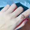 Peer Roze Kubieke Zirkoon Ring Mode Luxe Verlovingsbanden Voorstel Ringen Voor Vrouwen Esthetische Bruiloft Trend Liefde Sieraden