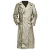 Heren trenchcoats winter oversized lange lederen windjack jas met dubbele rij knopen COS Duits leger