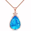 Pendant Necklaces European And American River Topaz Rose Gold Plated Sapphire Necklace Silver Accessories