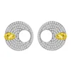 Stud Earrings Round Full Diamond S925 Sterling Silver Pear Shaped Yellow For Female Party Wedding Jewelry Gifts