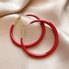 Hoop Earrings 5cm Red For Female Creative Simple Temperament Big Round Circle Earings