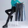 Jeans da donna invernali in velluto spesso da donna a vita alta skinny semplici in pile caldo slim fit elasticizzato pantaloni a matita in denim casual da donna neri