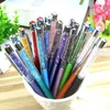 500Pcs/Lot Crystal Metal Rollerball Ballpoint Pen Top Big Diamond Advertising Stationery Beautiful Gift Personalized Custom Logo