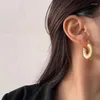 Hoop Earrings Personality Thick Gold/Silver Color Statement Fashion Metallic Jewelry Earings Wholesale