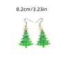 Wooden Christmas Drop Earrings for Women Handmade Teardrop Large Earrings Grinch Xmas Tree Dangle Charm Accessories Jewelry Gifts for New Year Festival Party Decor