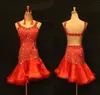 Stage Wear Strass Profession d'été Robe de danse latine Femmes Ropa Danza Spandex Salsa Samba Tango Costume de compétition de salle de bal