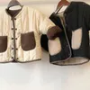 Vestes d'automne et d'hiver pour garçons et filles, manteau en laine d'agneau des deux côtés, vêtement pour bébé, simple boutonnage, col rond, coton-P