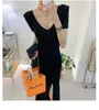 Casual Dresses Women Korean Fashion Temperament Sexy Robe Slim Waist Folds Split Tunic Fishtail Dress 2023 Vestidos