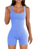 Women's Pants Yoga Jumpsuit Exercise Ribbed Square Neck Sleeveless