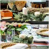 Decorative Flowers 2 Pcs Festival Wreath Decor Table Centerpieces For Wedding Bohemia Rings Eucalyptus