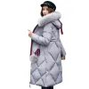 Зимнее пальто с большим мехом, утепленная парка, женская тонкая длинная зимняя куртка со строчкой, хлопковая женская пуховая парка, женская куртка-пуховик 2023